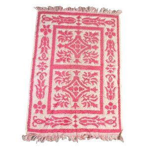 Vintage Towel Tastemaker Pink Hand Ornate Boho Retro Bath Decor 70s Maximalist
